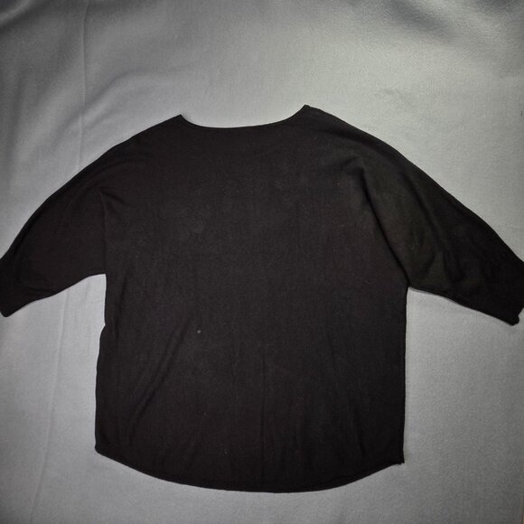 Aaeda Sweater Womens 1X Black Pink Daisy Embroidered 3/4 Sleeve Dolman Hippie - Picture 6 of 11